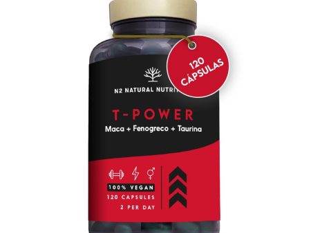 T Power Hombre - Suplemento Pre-Entreno Potenciador Masculino con Maca, Ginseng y Más - 120 Cápsulas Veganas Embalaje Deteriorado Sale