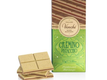 Tableta Cremino de Pistacho Venchi, 110 g - Chocolate con Leche y Blanco con Pasta de Pistacho - Sin Gluten Embalaje Deteriorado (Cad: 31 08 2026) Online Hot Sale