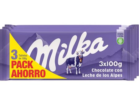 Tableta de Chocolate con Leche Milka Pack Ahorro 3 x 100g Embalaje Deteriorado (Cad: 12 02 2025) Fashion