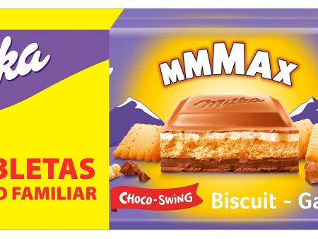 Milka MMMAX Choco Swing - Tableta Grande de Chocolate con Leche de los Alpes, Galleta y Cremas de Cacao y Leche - Formato Familiar 2 x 300g Embalaje Deteriorado Online Sale