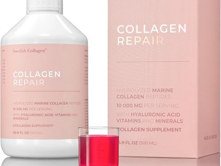 Swedish Collagen - Reparador de Colágeno Líquido 500 ml | 10,000 mg de Colágeno Marino con Ácido Hialurónico, Vitaminas y Minerales para Cabello, Piel y Uñas Embalaje Deteriorado (Cad: 31 01 2026) Sale